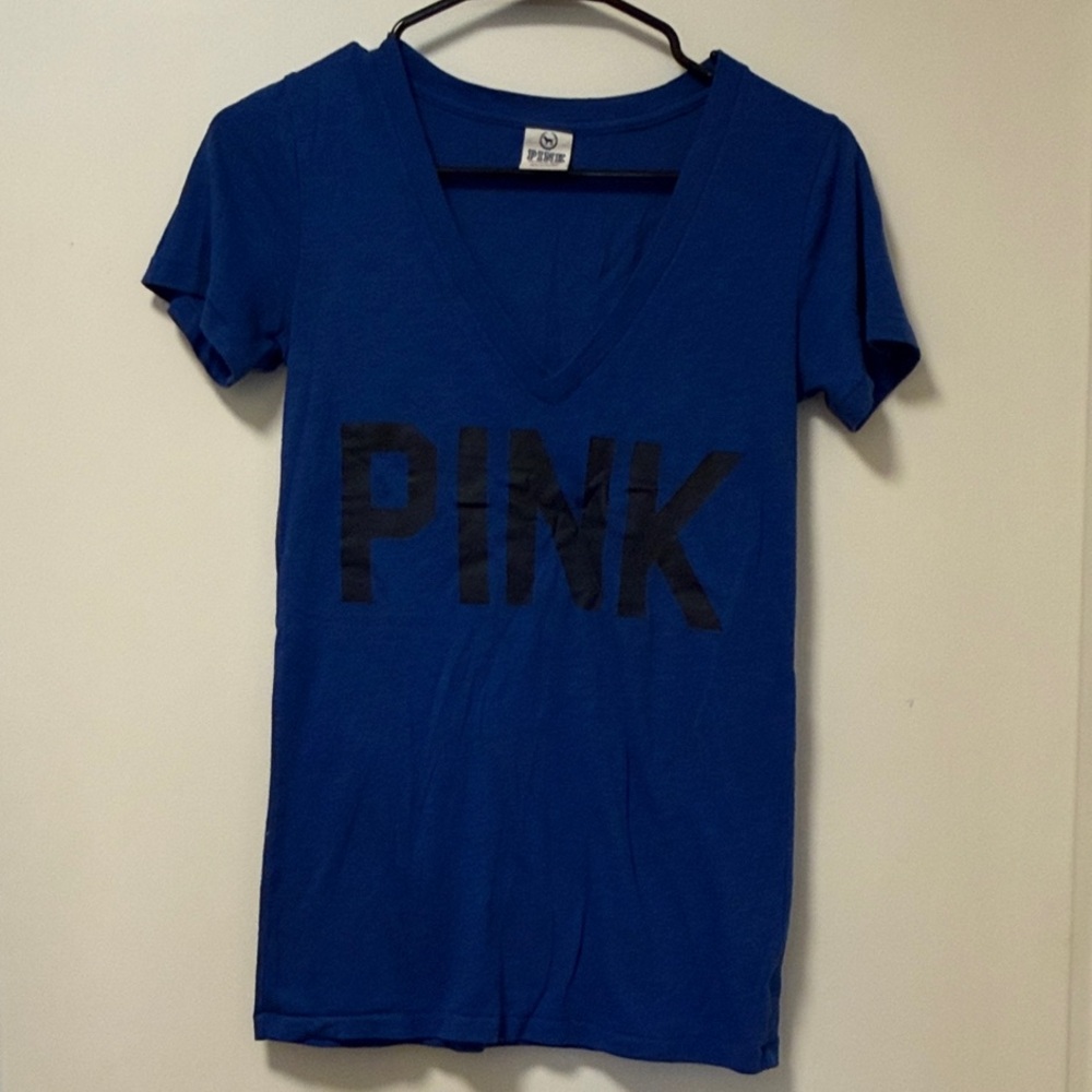 PINK Victoria's Secret Blue V-Neck Tee